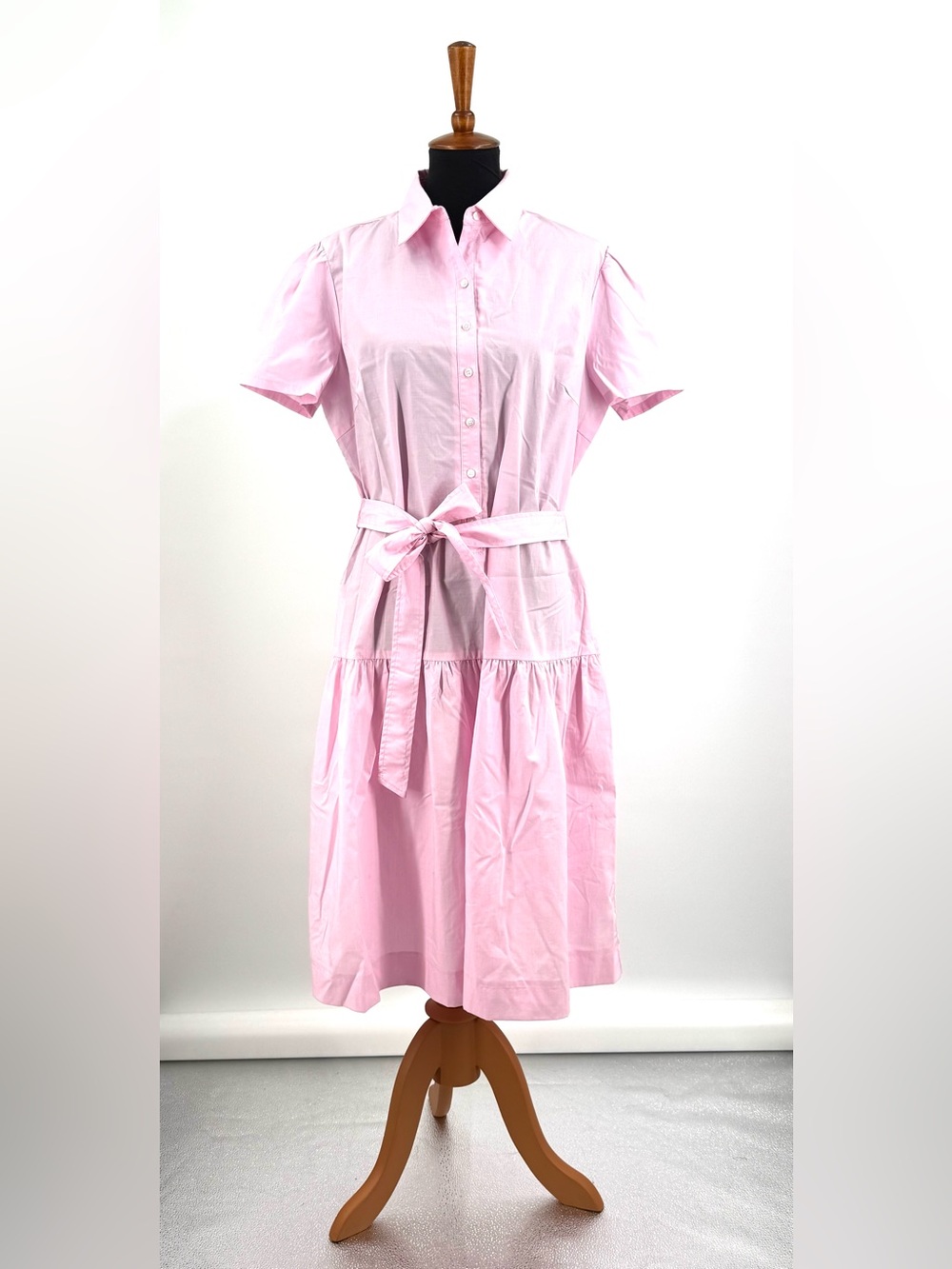 J. McLaughlin Light Pink Maxi Shirt Dress with Waist Tie Size XL